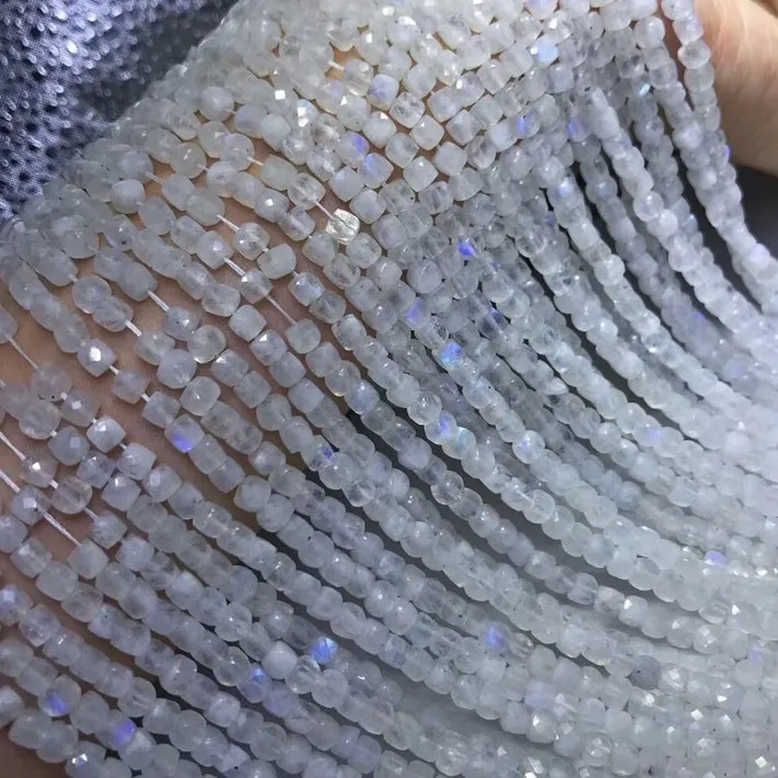 Натуральные камни лунный камень ручная резка квадратная бижутерия с бисером