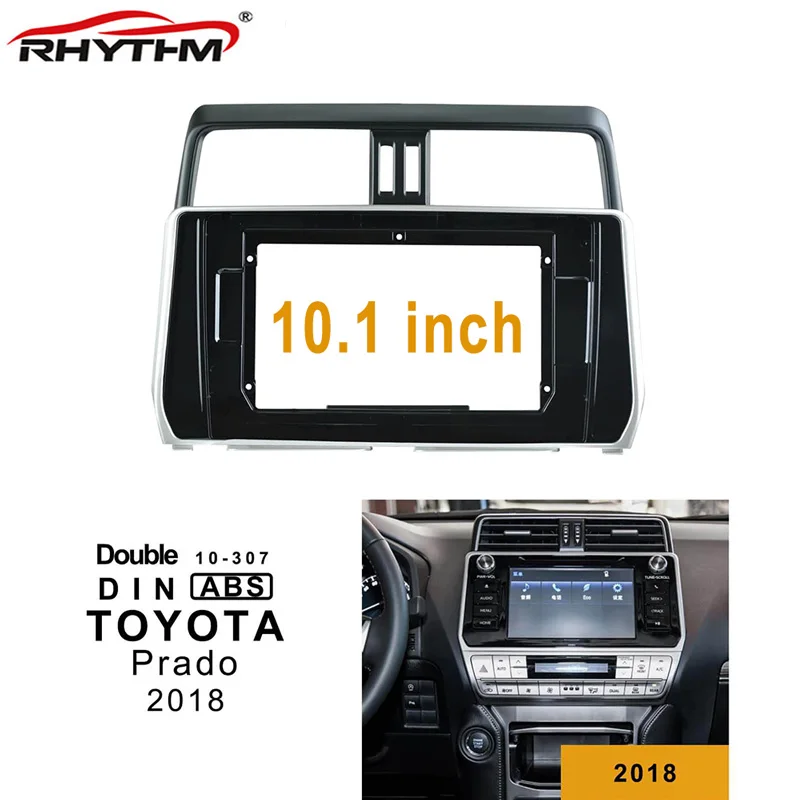Car Fascia Dash Trim Kit Installation Facia dashboard Panel car dvd Frame for TOYOTA Prado 2018 for 2DIN 10 Inch Radio Player