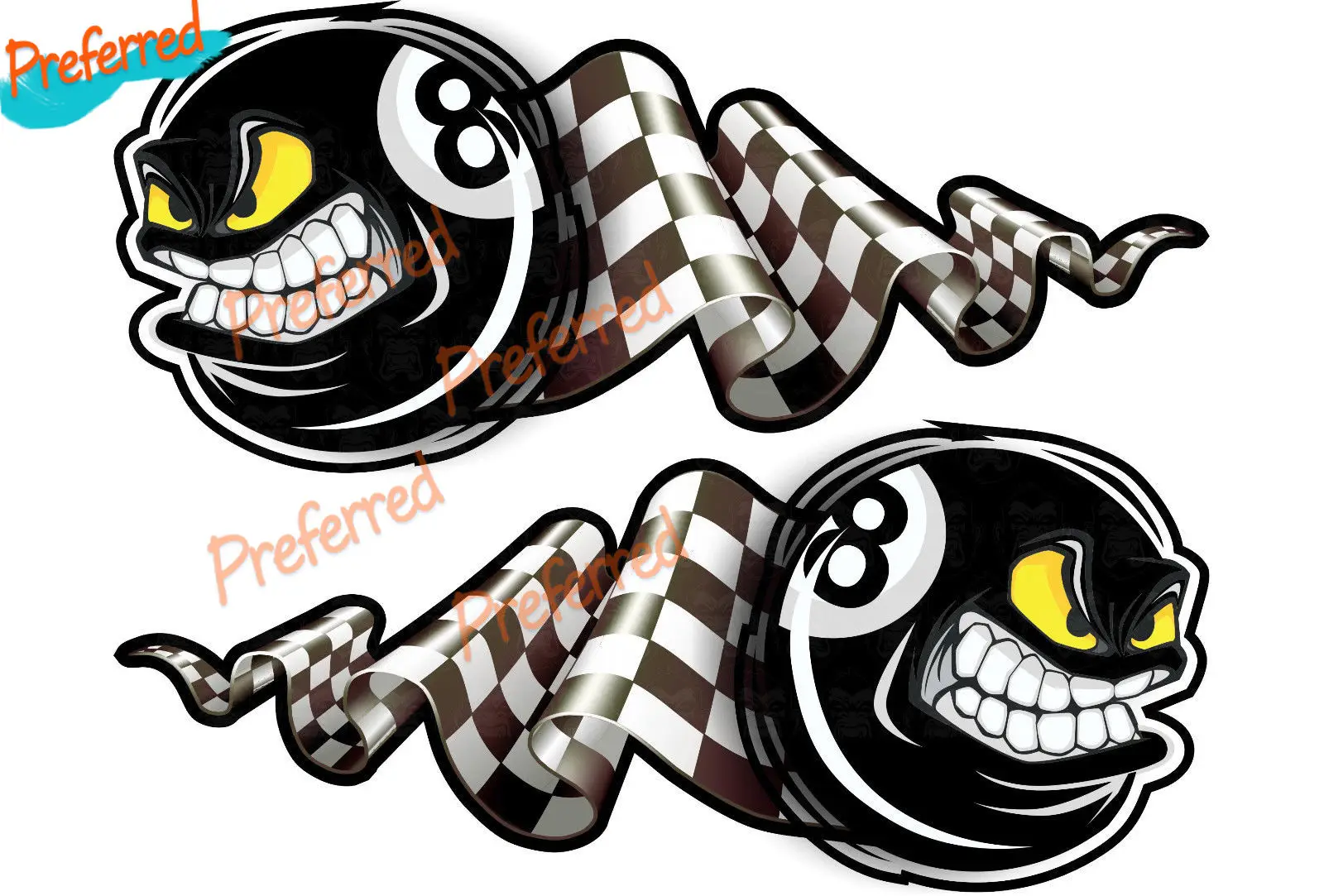 

Fashion Personality 2psc Oldschool Aufkleber 8 Ball Retro Sticker Flagge Tuning Racing EIghtball Sunscreen Waterproof