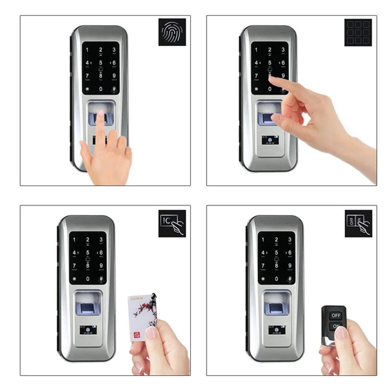 Умный стеклянный дверной замок Электрический замок цифровой/код/Пароль/RFID карта/отпечаток пальца/пульт дистанционного управления дверной звонок Офис/магазин двери