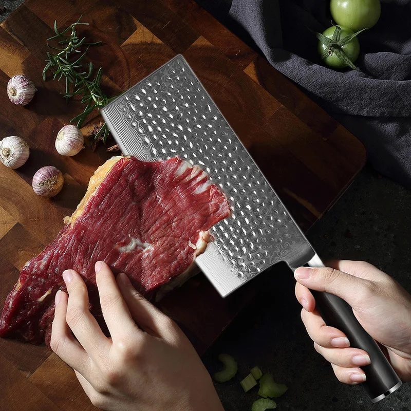 Нож шеф повара из дамасской стали 7 дюймов 67 слоев|Кухонные ножи| |