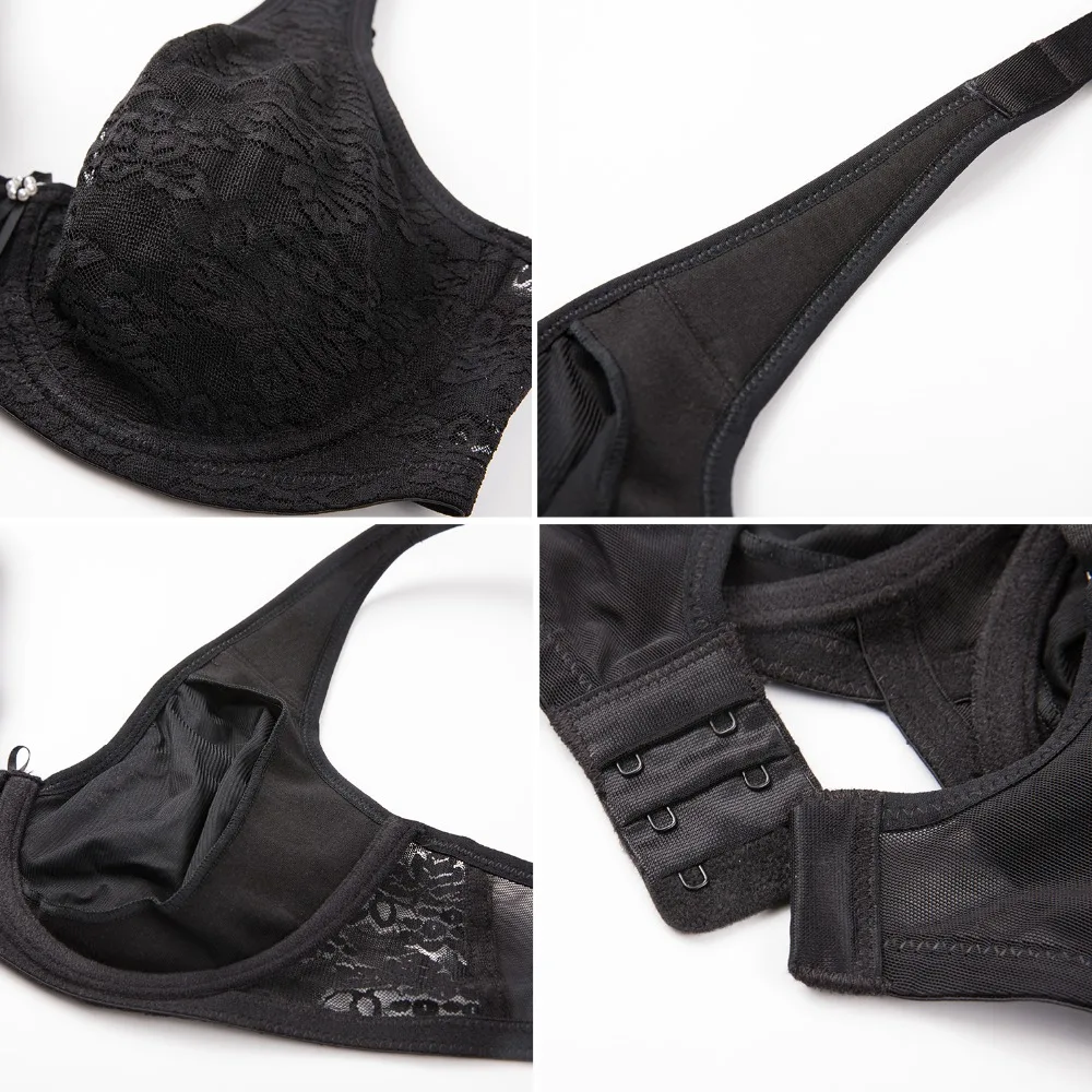 Гладкий женский бюстгальтер без подкладки размера плюс с полным покрытием на