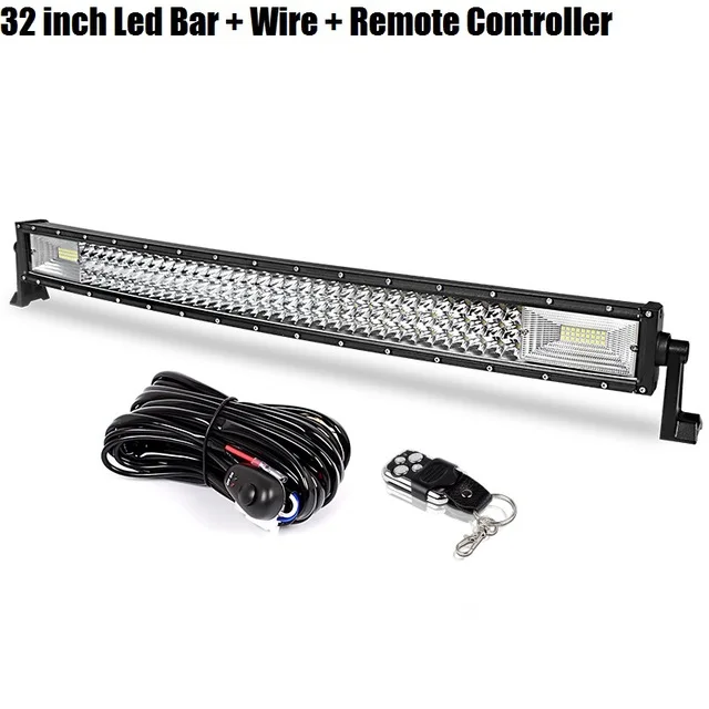 32inch Bar Remote DERI трехрядный изогнутый СВЕТОДИОДНЫЙ светильник для внедорожника Светодиодный точечный прожектор комбинированный луч светодиодный рабочий светильник 12 в 24 в автомобильный модифицированный Стайлинг - Цвет: 32inch Bar Remote
