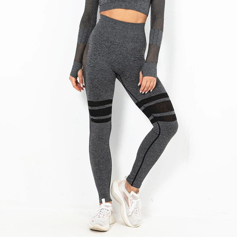 Женские штаны для йоги с высокой талией бесшовные эластичные спортивные