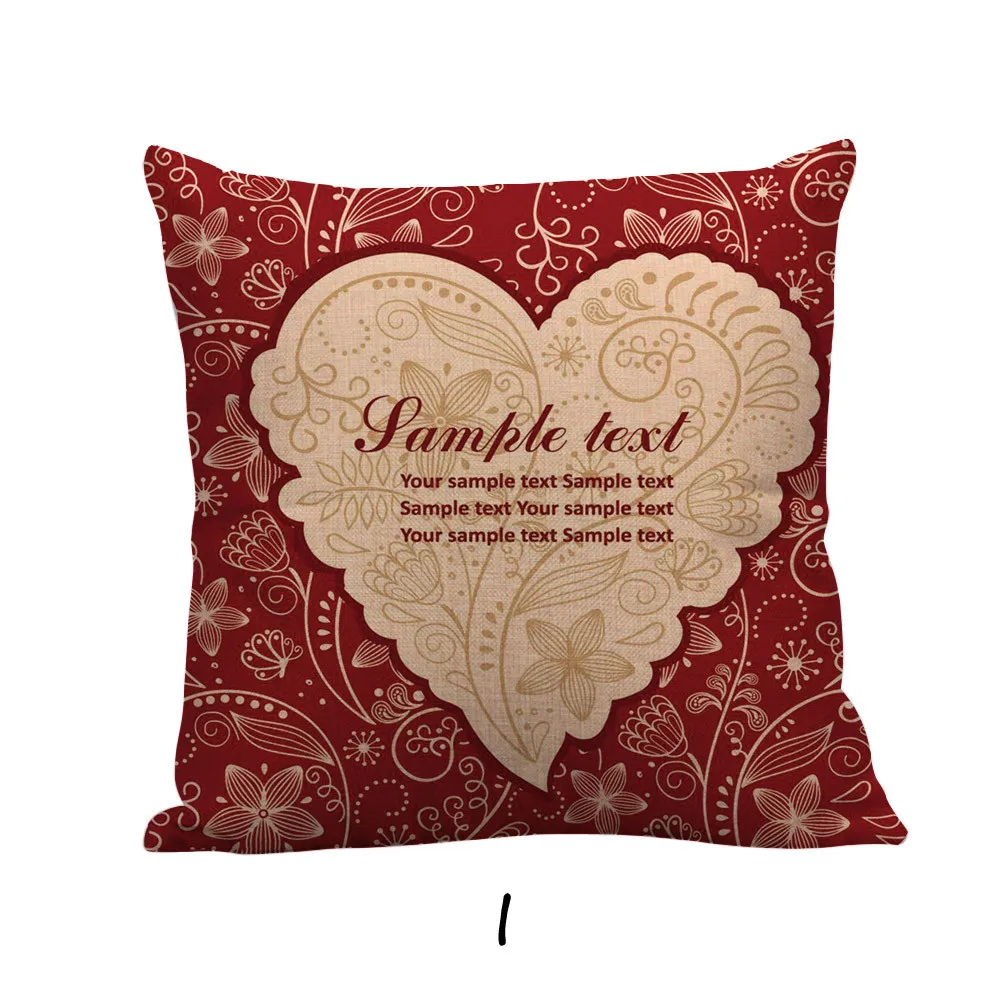 Happy Valentine Pillow Cases Linen Sofa Cushion Cover Home Decor Modern Design Removable Polyester Case Gifts Dropship /C | Дом и сад