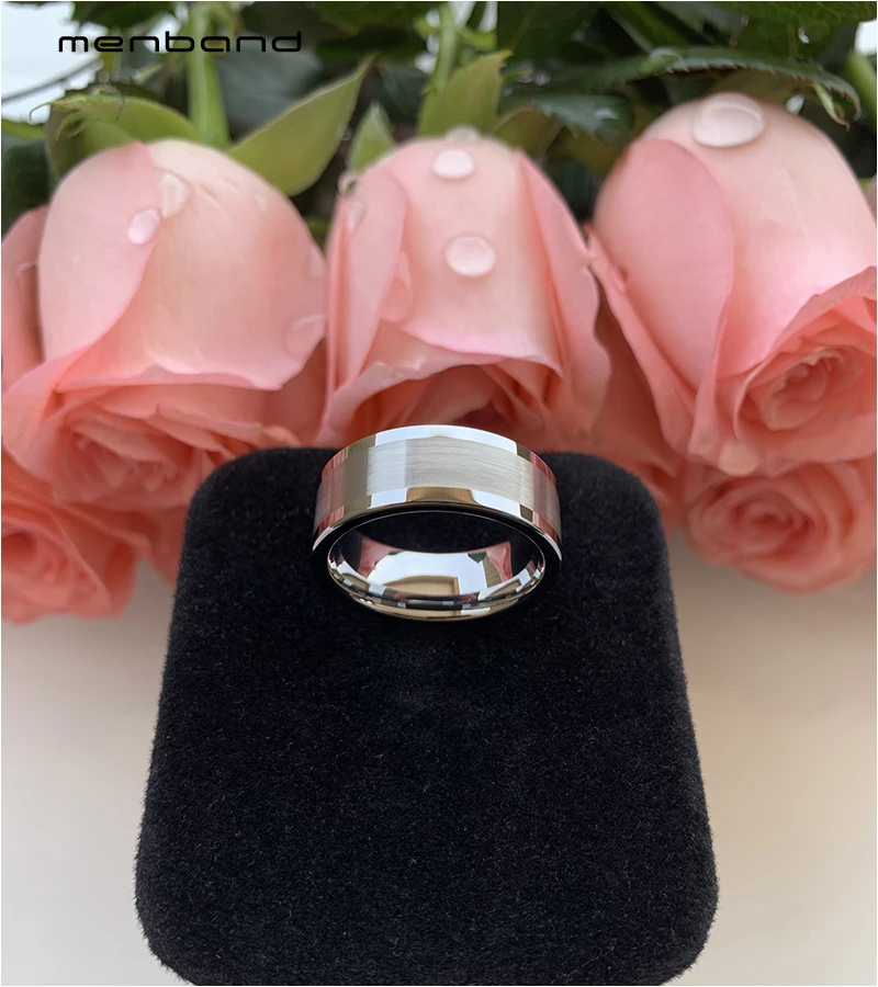 Плоская Лента вольфрамовое кольцо для мужчин женщин Обручальное мужское