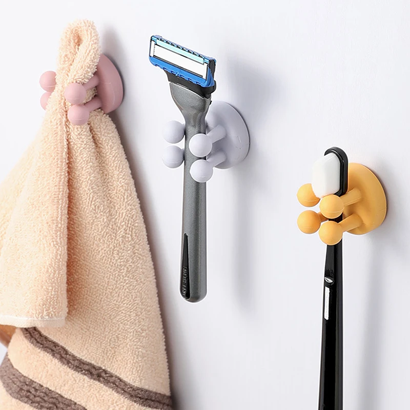 

New 1pc Nail-free Non-marking Hook Strong Adhesive Office Hook Wall Bathroom Adhesive Hook 3.5cm In Diameter 6 Colors