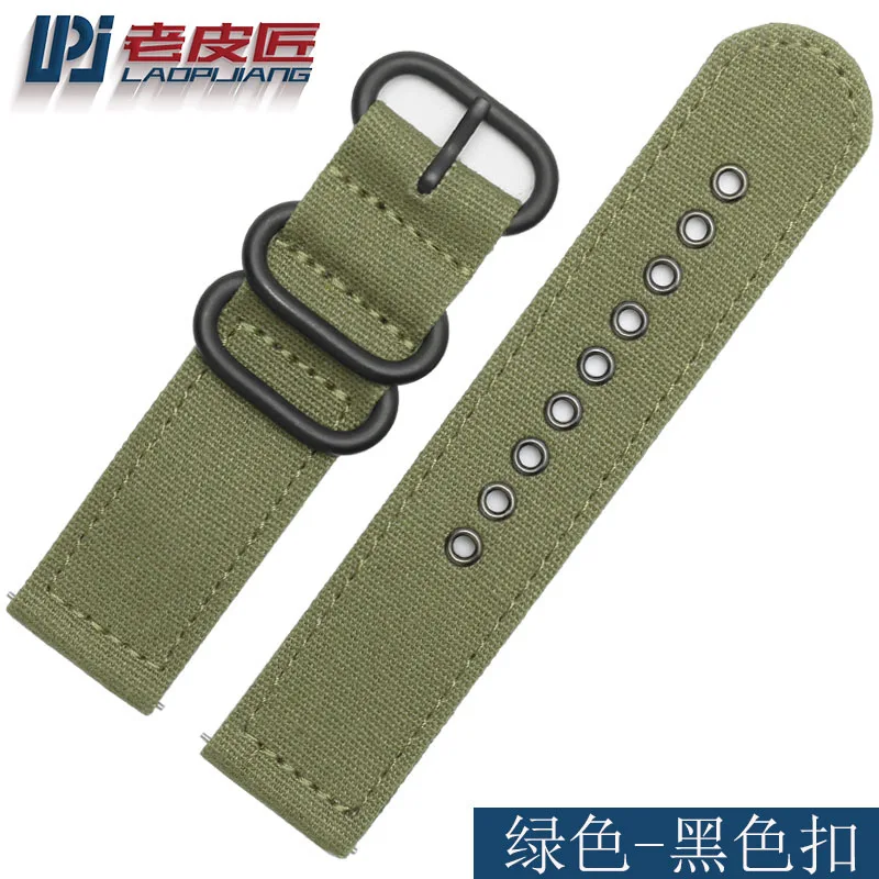 green black buckle Laopijiang нейлоновые ремешки для часов 18 мм 20 мм 22 мм 24 мм ремешок NATO zulu толстый холщовый ремешок для часов Спортивная БЫСТРОРАЗЪЕМНАЯ планка для часов - Цвет ремешка: green black buckle