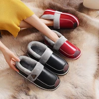 women indoor slippers warm plush anti slip lovers home slides 2020 new winter shoes woman men house floor pu cotton slippers