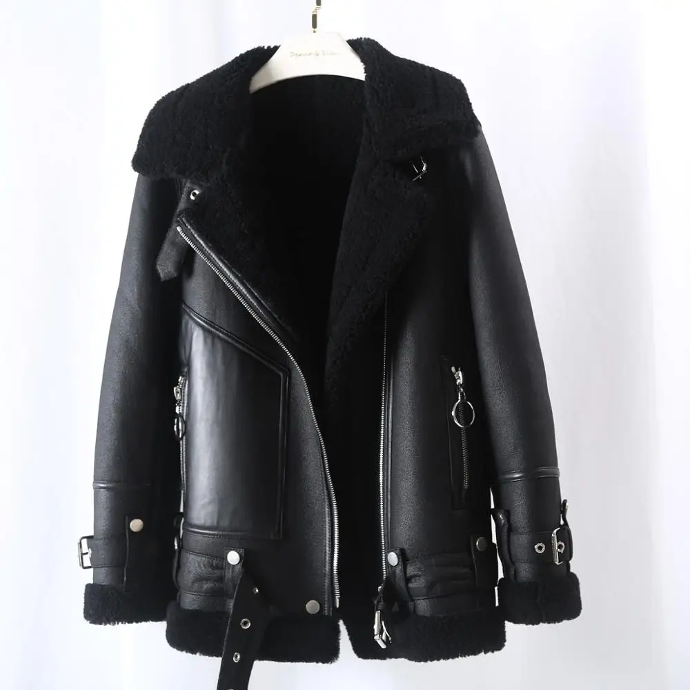 2022 Winter Black Winter Short Jacket Women Real Fur Coat Lamb Natural Women's Coat Sheep Fur Genuine Leat Outerwear Streetwear
