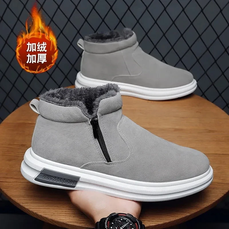 

Зимние ботинки, плюшевые зимние ботинки, мужские супертеплые уличные черные мужские ботинки, удобная повседневная обувь на плоской подошве...