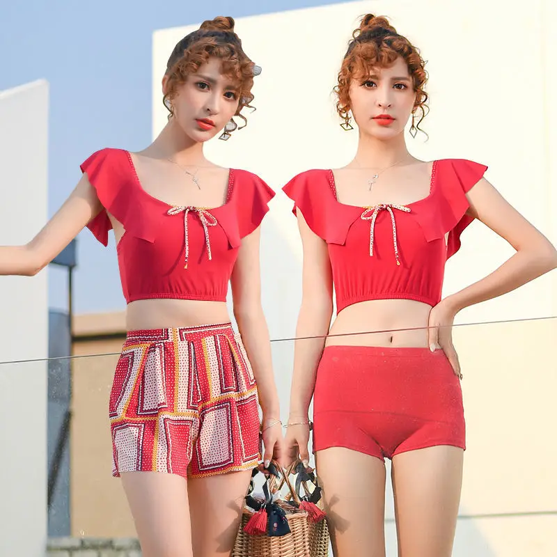 

WenQing New Arrivals 2021 Summer Fashion Print 2 Pieces Outfits Bikini Swimwear Swim Suits