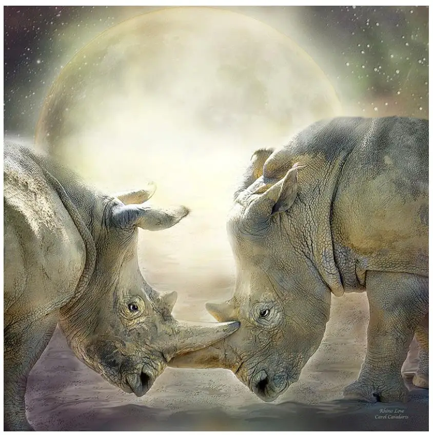 Животные Алмазная вышивка картина носорог Луна мозаика Гобеленовая роспись по