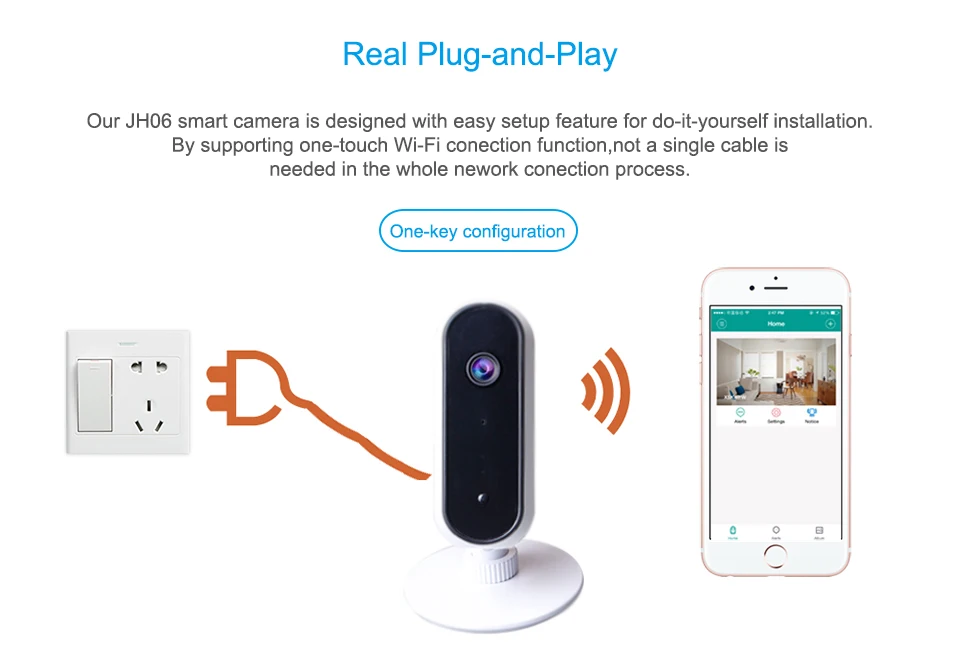 Jimi JH06 Wifi Camera1080P Wireless Video Surveillance Night Vision Home security With 30 Day Free Cloud For Indoor Baby Monitor