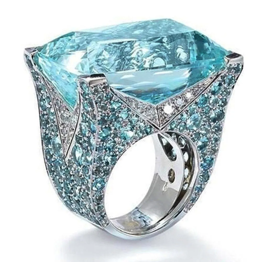 Изысканное кольцо Морской голубой кристалл ювелирные изделия для