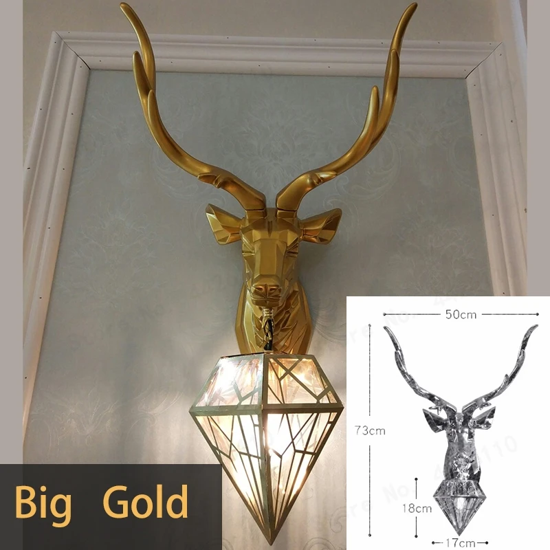 Gold Big BLUBBLE скандинавский Рождественский олень Antler настенный светильник декоративные лампы Настенные светильники олень спальня Buckhorn Кухня Настенные светильники для домашнего декора - Цвет абажура: Gold Big