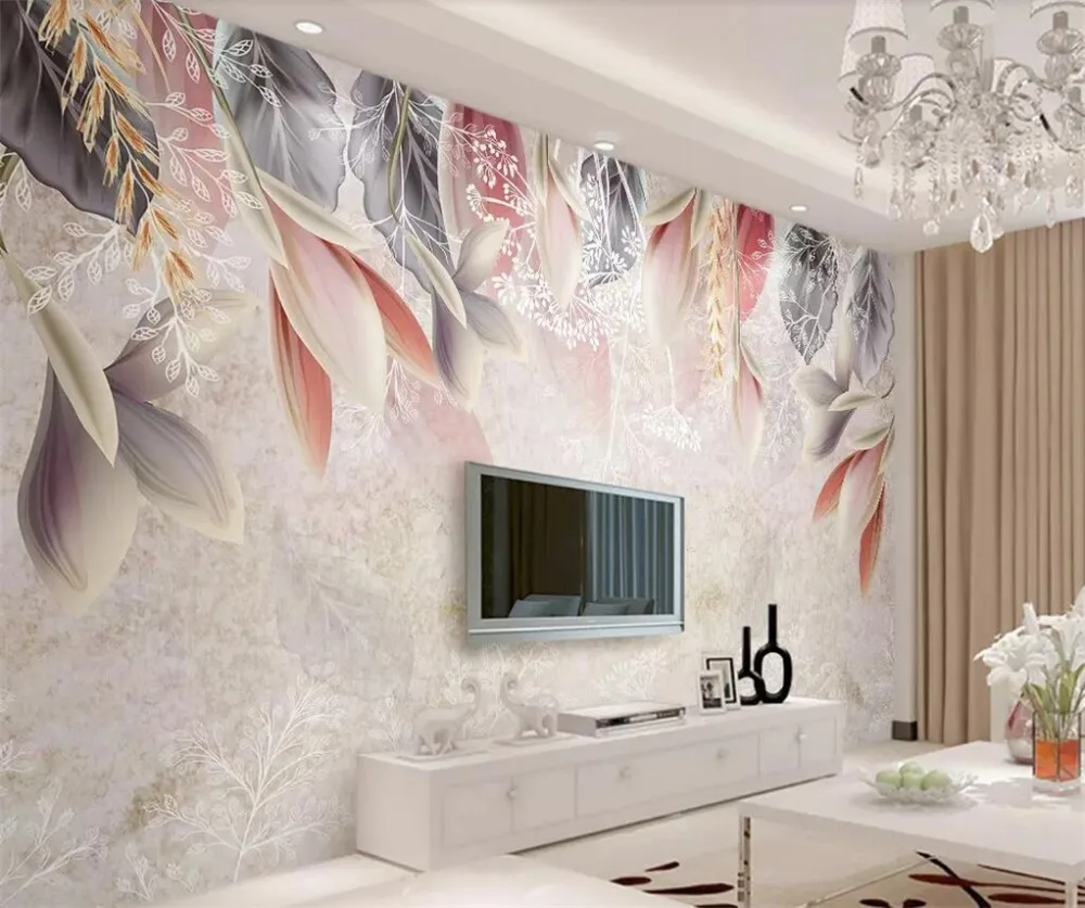 

Drop Shipping Custom Wallpaper Photo Mural Fashion Retro Hand-painted Flowers Nordic Minimalist American Background Wall Paper
