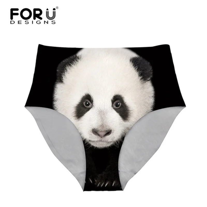 FORUDESIGNS/забавные 3D с принтом панда Для женщин Высокая Талия Нижнее белье пикантные