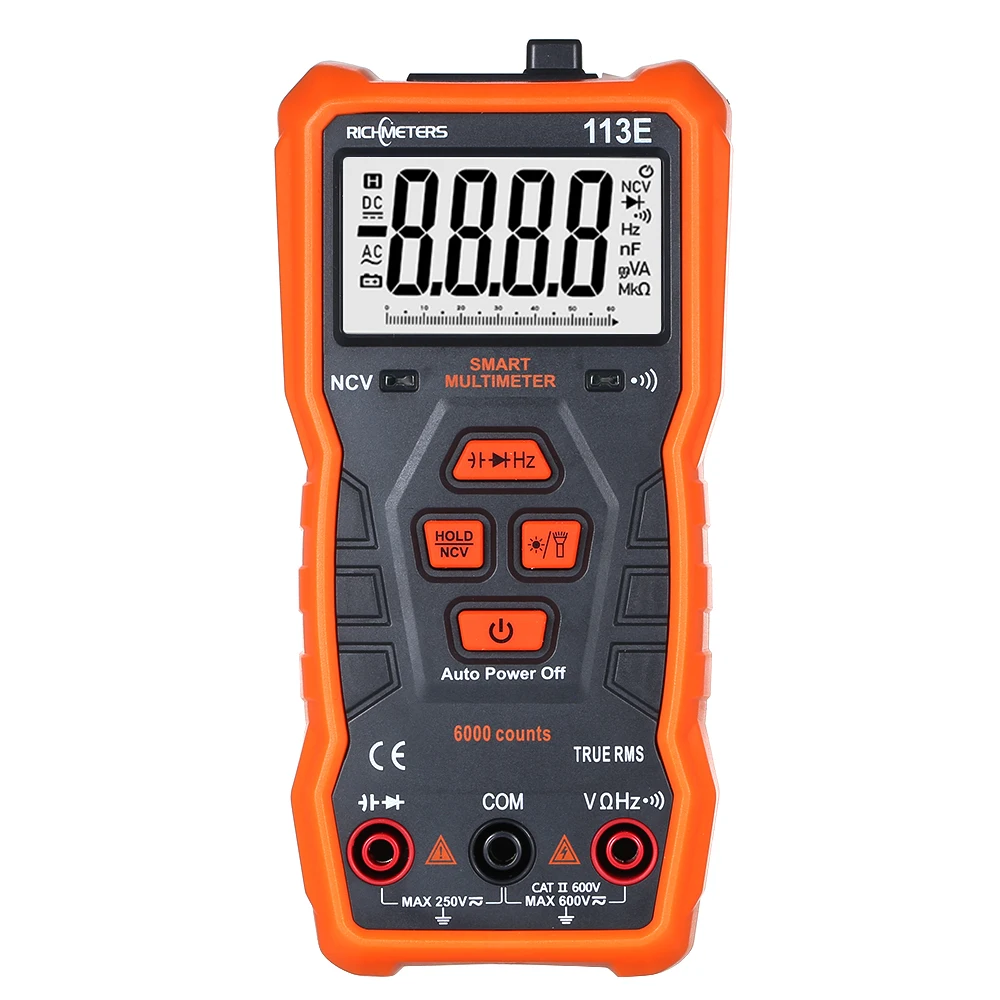 RICHMETERS RM113E NCV Digital Multimeter 6000 Counts Auto Ranging AC/DC Voltage Temperature Measuring Meter VS RM113A RM113D | Инструменты