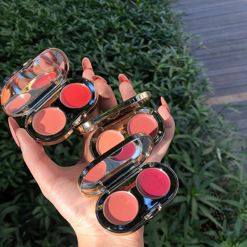 2 цвета палитра румян для лица кремовый макияж румяна щек контурная пудра