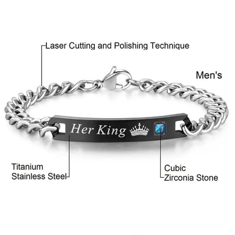 

Couple Bracelets Stainless Steel Crystal Charm Bracelets For Women Men