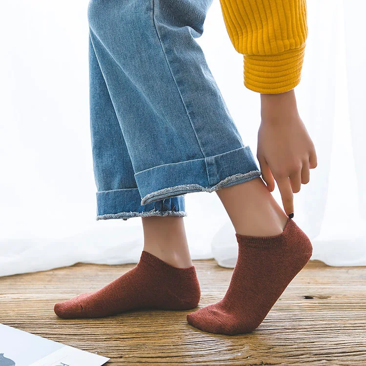 1 пара женские тонкие хлопковые носки однотонные Женские Короткие