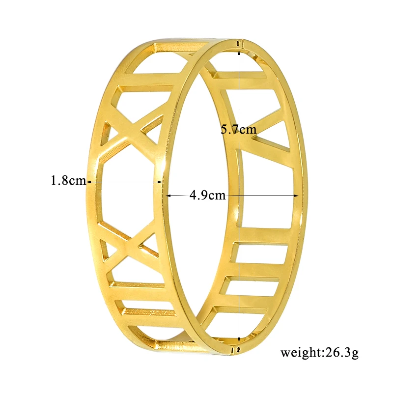 

Roman Numerals Hollow Out Fashion Charm Luxury Gold Color Bracelet For Women Bridal Girls Friends Couple Stainless Steel Jewelry