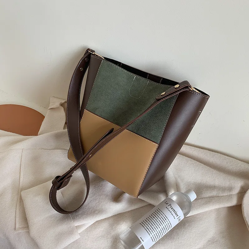 

Messenger bag Women Bucket Shoulder Bag large capacity vintage Matte PU Leather lady handbag Luxury Designer bolsos mujer