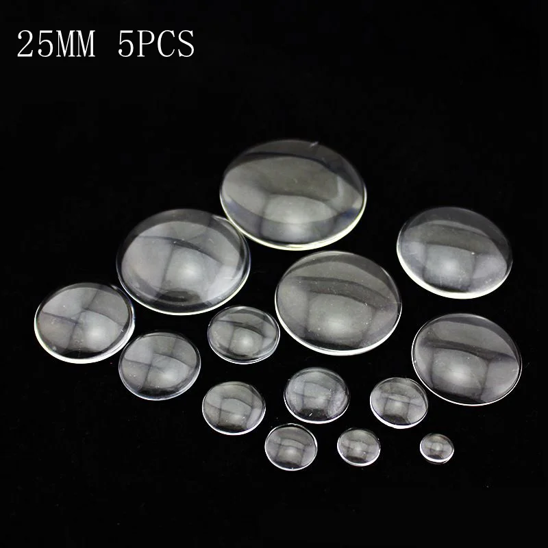 25MM 5PCS 6 мм-50 мм круглый плоский прозрачный стеклянный кабошон с плоской задней частью для подвесного лотка для самостоятельного изготовления ювелирных фотографий высокого качества, промотирование потери денег - Цвет: 25MM 5PCS