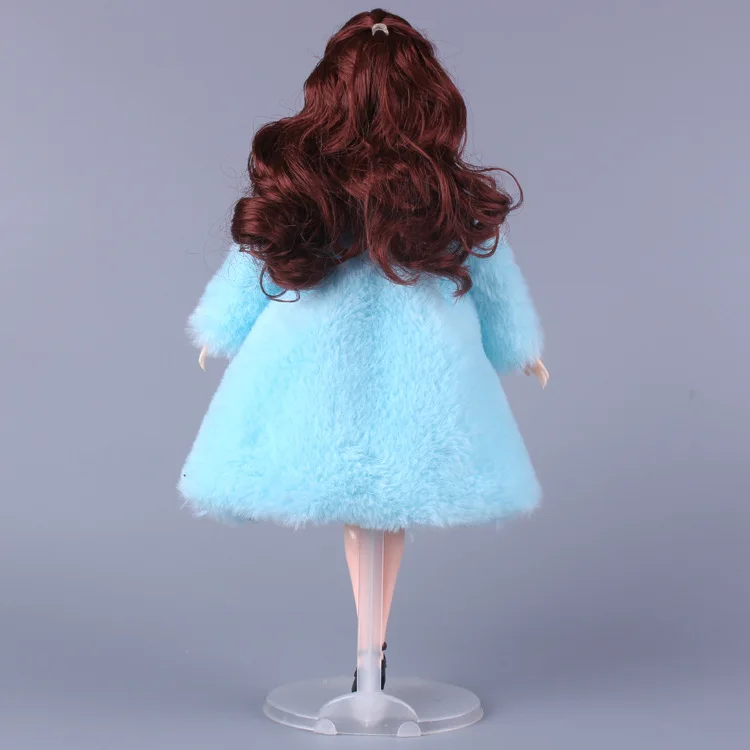 Кукольное пальто ручной работы платье мех для куклы зимняя одежда меховое наряд