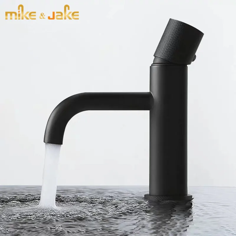 Роскошный смеситель для раковины из меди и латуни матовый черный холодной