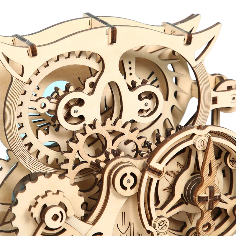 3D Деревянный пазл креативная самодельная Механическая Трансмиссия часы-сова