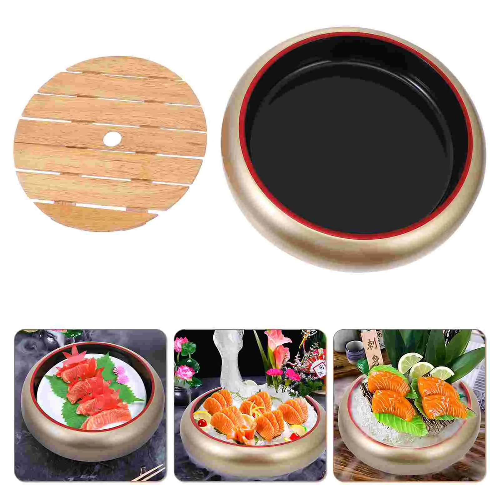 

2pcs Sashimi Sushi Serving Plate Delicate Sushi Plate with Wooden Board