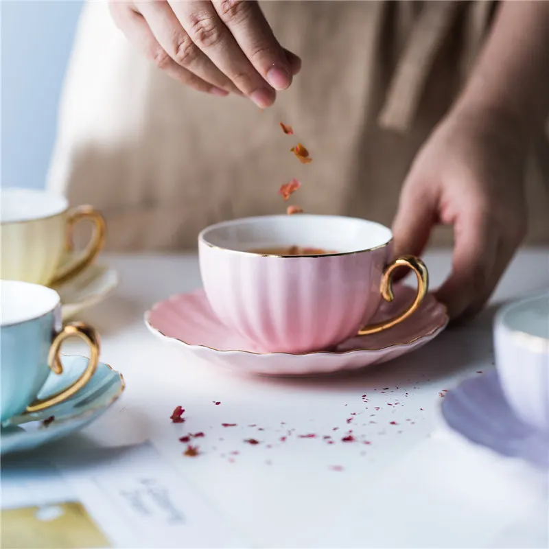 Милая креативная керамическая кофейная чашка высокое Класс днем Чай Чашки Простой Чай Комплекты элегантные дома современный дизайн от AliExpress WW
