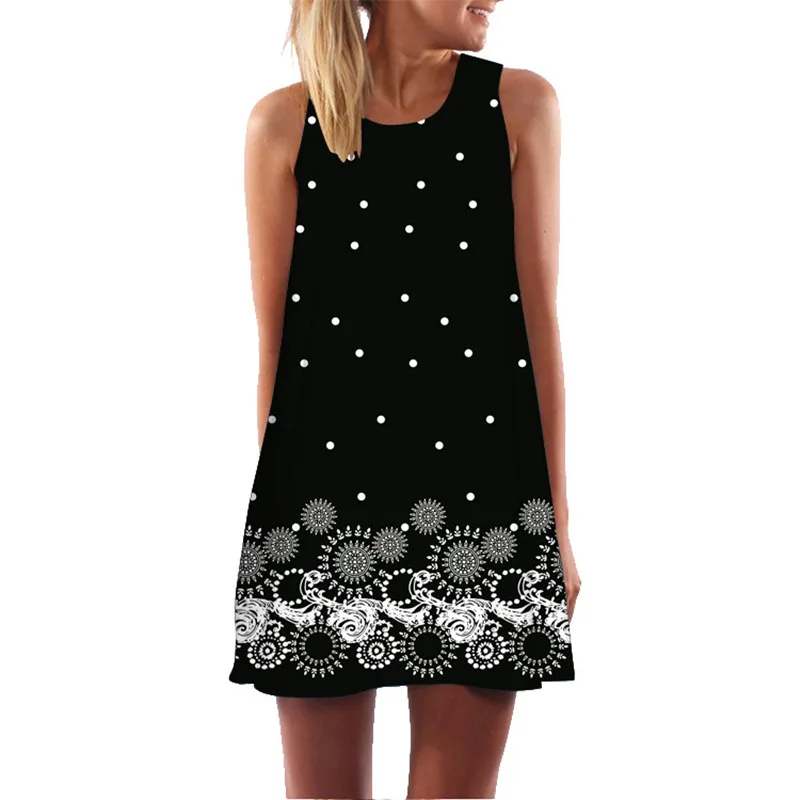 

Women Casual O-Neck Sleeveless A-Line Dress 3D Digital Printing Mini Dress Summer Ladies Dress LYQ05