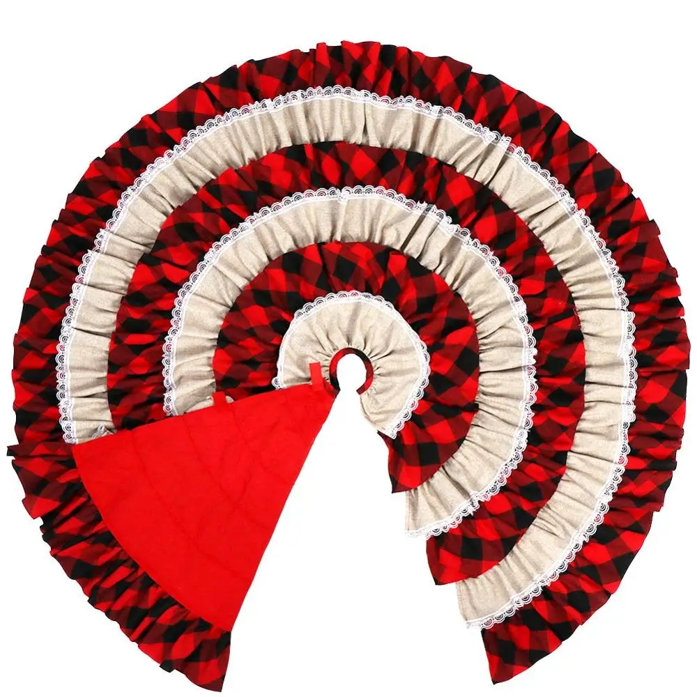 OurWarm красно черная клетчатая юбка на рождественскую елку коврик фартуки