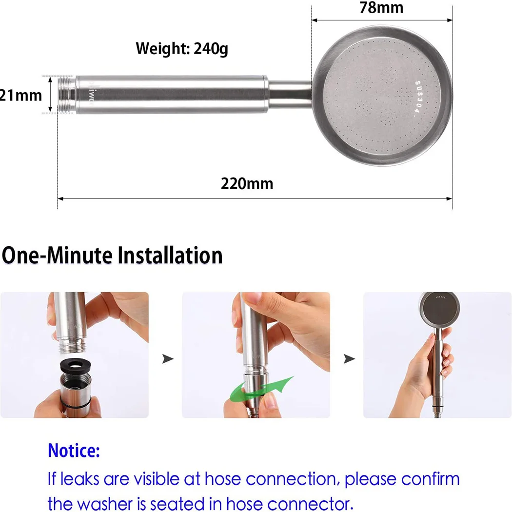 

Handheld Shower Head Anti-Clogging Easy-Cleaning Replacement High Pressure
