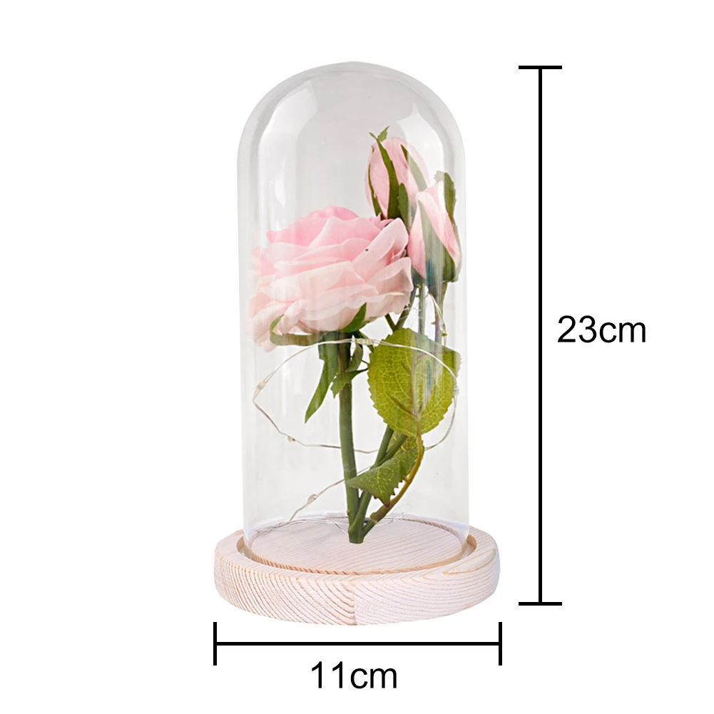 

Simulation Flower Toy Beast Prince Luminous LED Light Gold Foil Flower Eternal Rose Glass Cover Decoration Luminous Toy