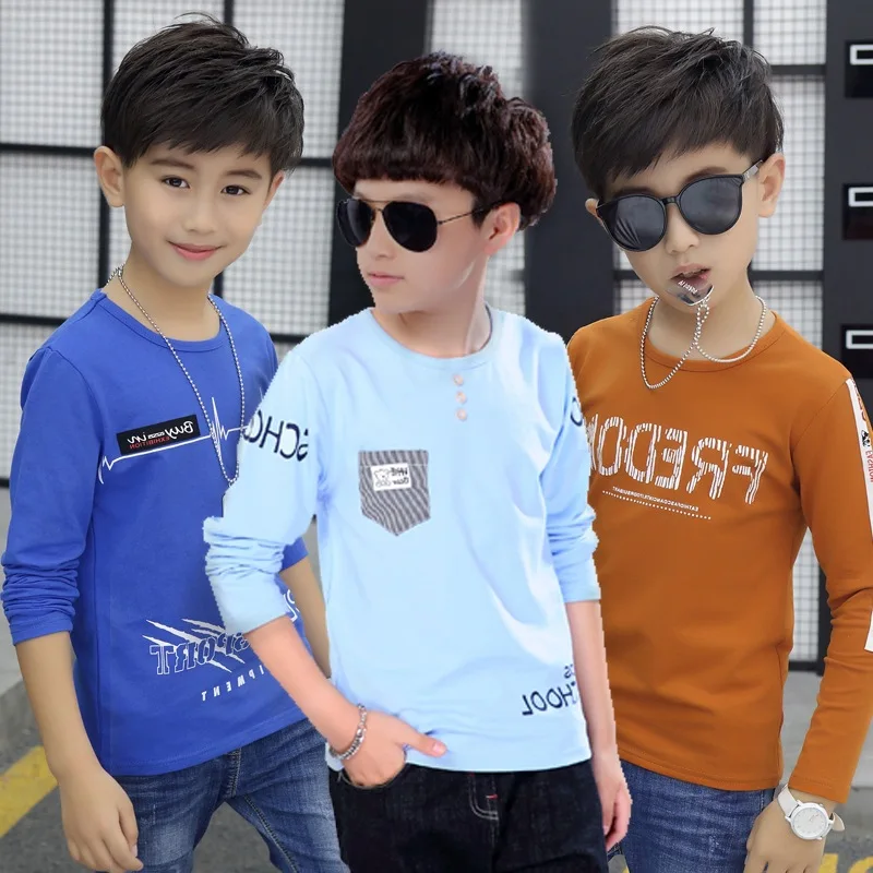 Новинка весна-осень 2019 Детские хлопковые футболки с длинными рукавами для