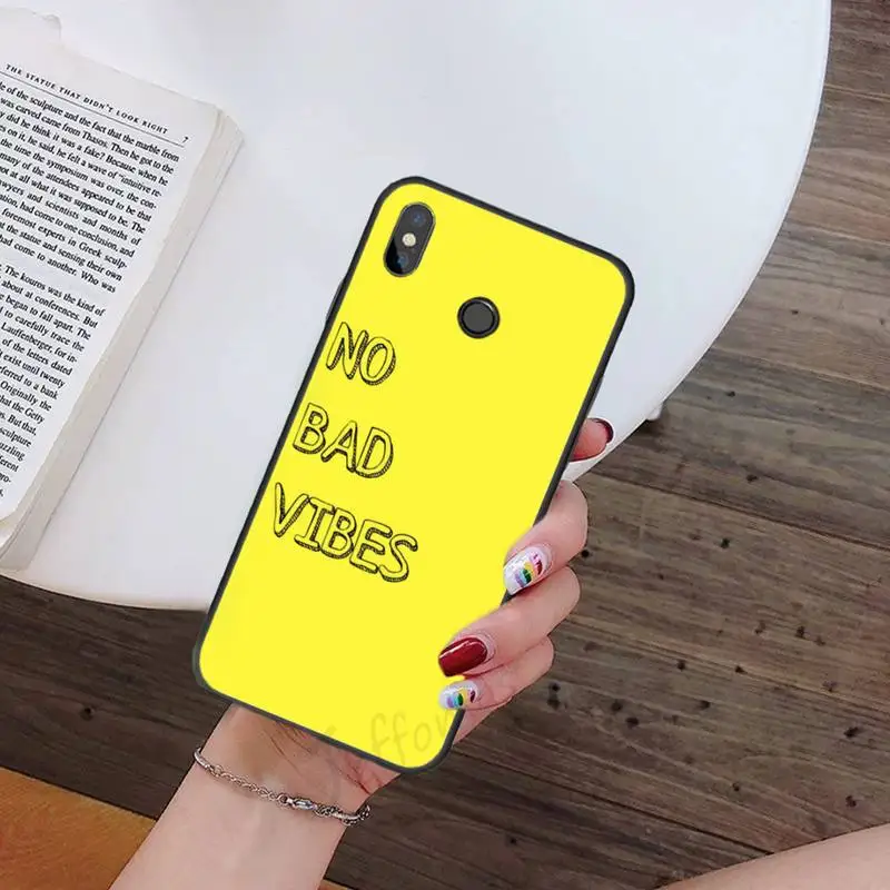 

No Bad Vibes color Text Phone Case For Xiaomi Redmi 7 9t 9se k20 mi8 max3 lite 9 note 8 9s 10 pro Soft Silicone