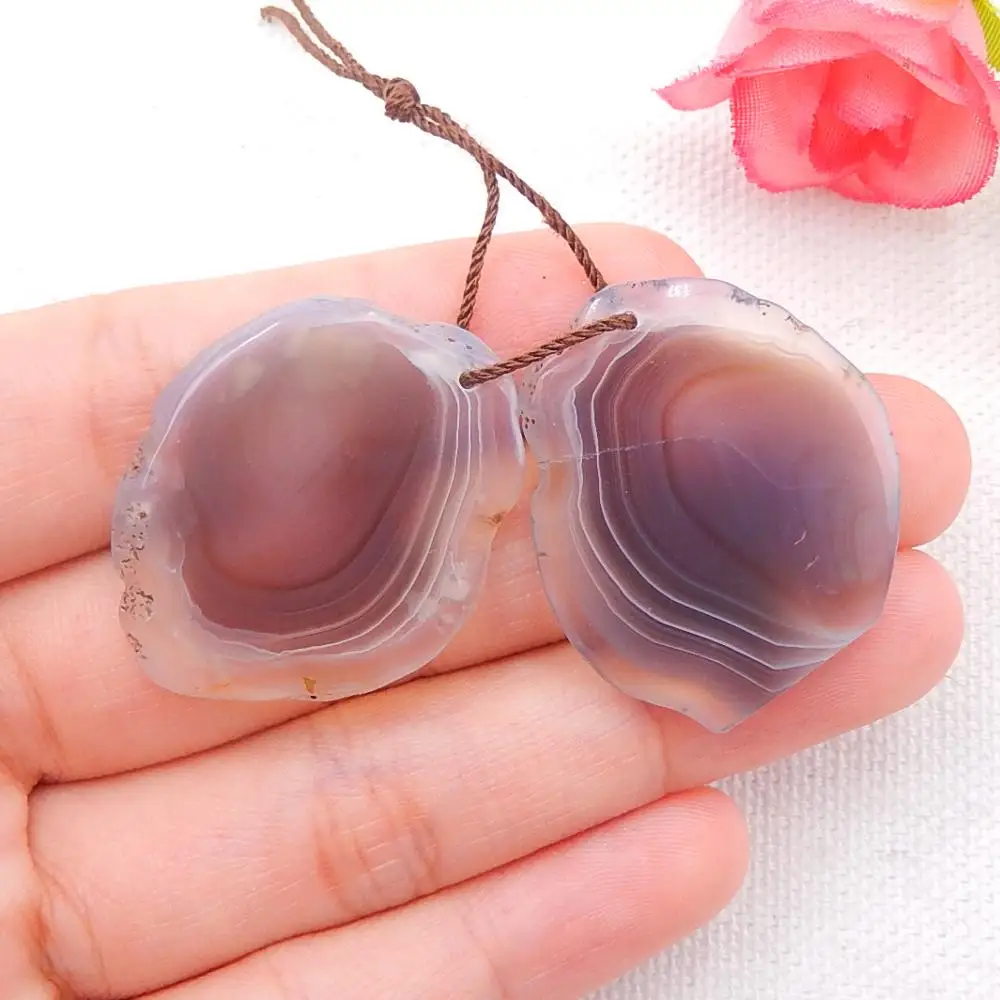 

Natural Nugget Agate Drilled Earring BeadsFor Jewelry Making DIY Charms Bracelets Earrings 30x27x4mm,9.7g
