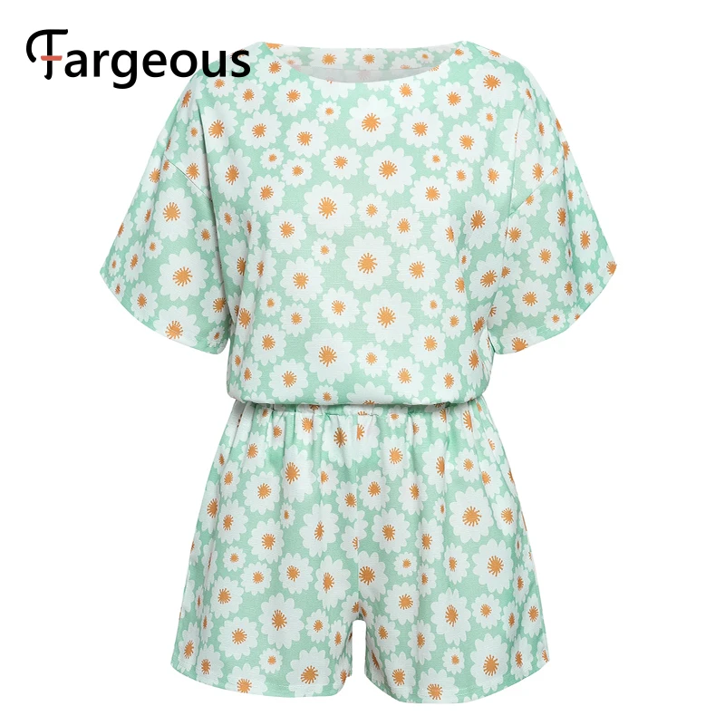 Fargeous/повседневный летний пляжный Женский комплект с цветочным принтом топы
