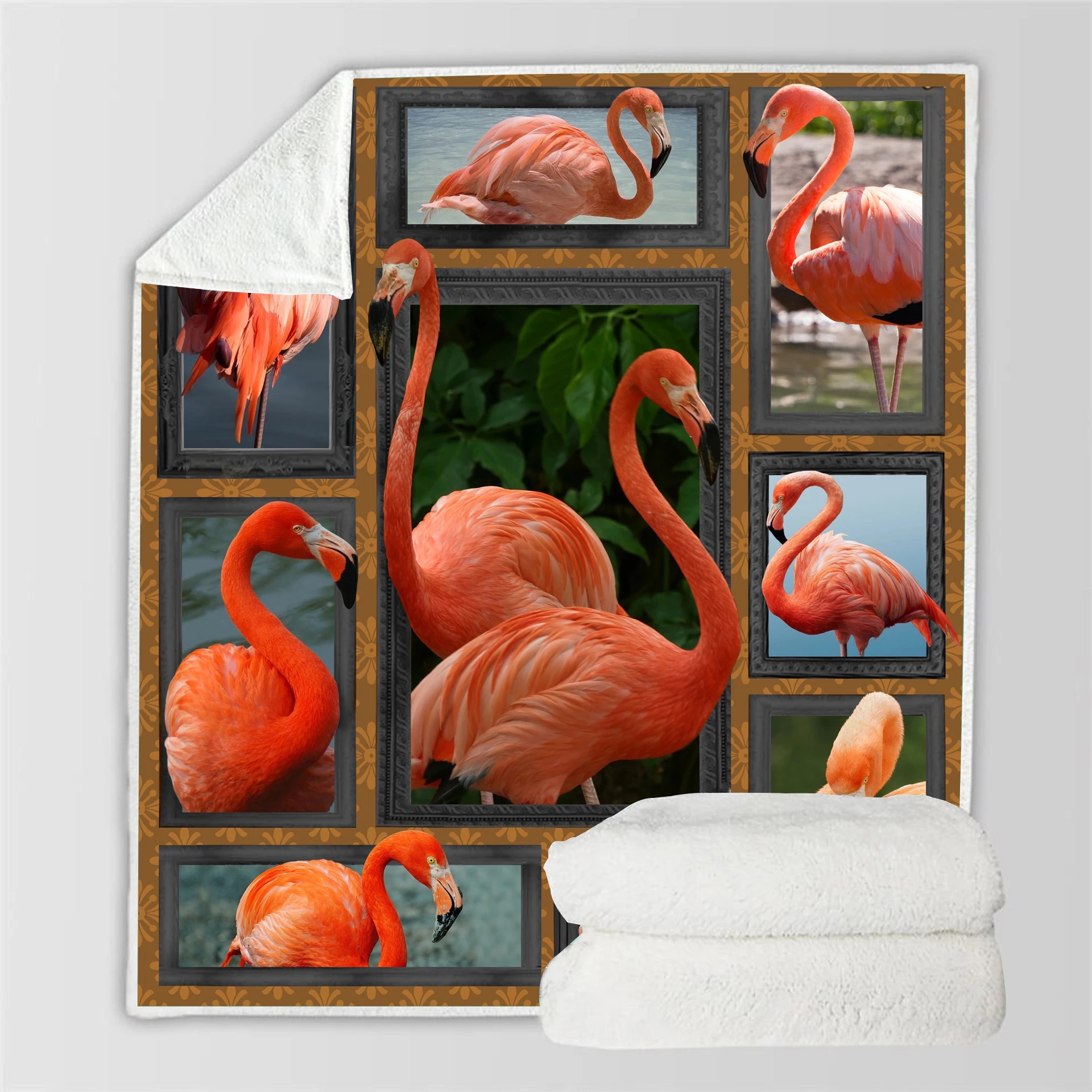 

SOFTBATFY Red Flamingo Fleece Throw Blanket Sofa Bedding Blankets Drop Ship