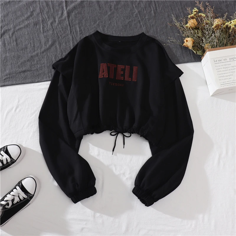 

Autumn Hip Hop Women Loose Ribbon Cargo Pants Big Pocket Harlan Trousers Two-piece Pullover With Joggers Women