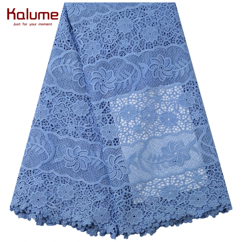 Kalume 2021 High Quality African Guipure Cord Lace Fabric Stoned Water Soluble For Nigerian Wedding Party Dress F2193 | Дом и сад