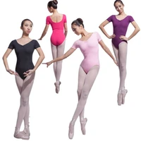 adult short sleeve ballet dance gymnastics leotards of women bodysuit black lycra spandex unitard dancewear
