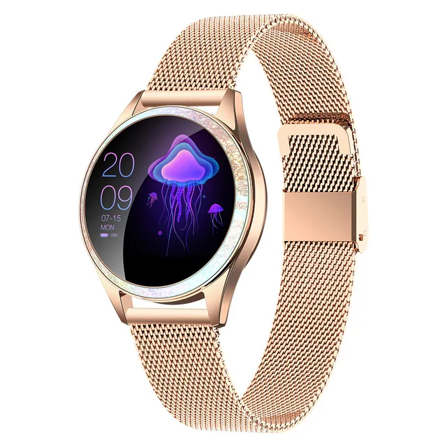 Rose Gold Женские Смарт-часы, пульсометр, IP68, водонепроницаемые, шагомер, Bluetooth, часы, напоминание о звонках, фитнес-трекер, женские Смарт-часы, Android - Цвет: Rose Gold
