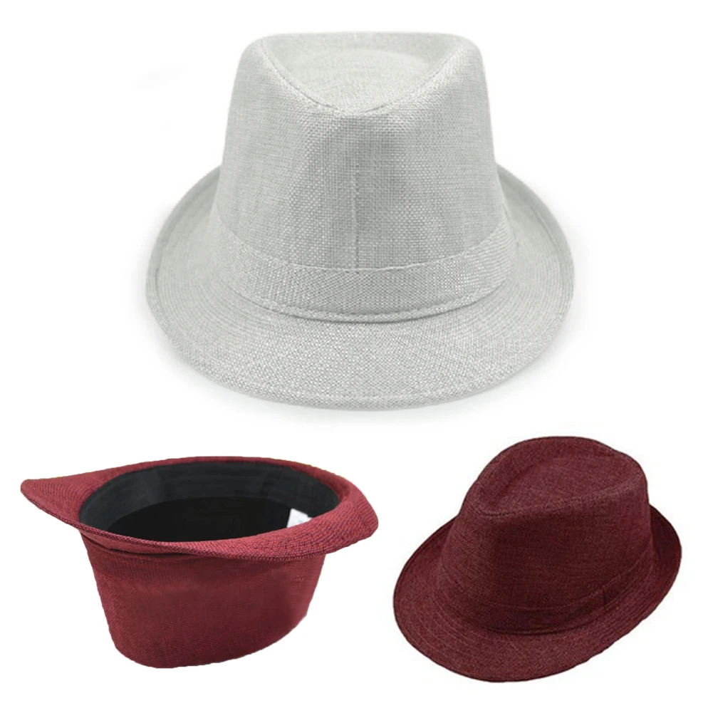 

Ladies Men Summer Beach Hats Sun Straw Jazz Panama Gangster Caps