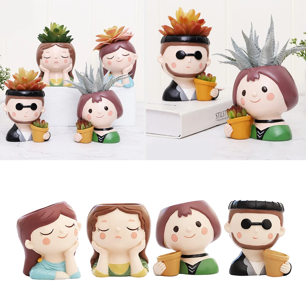 Смола милые девушки окно завода цветочного горшка маленькая сочные ящик для