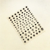 cb 046 star moon black and white gold and silver 3d back glue nail art stickers decals sliders nail ornament decoration
